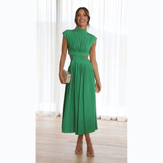 Solid Color Cropped  Maxi Dress