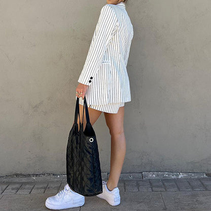 Striped Long Sleeve Shorts Two Piece Set