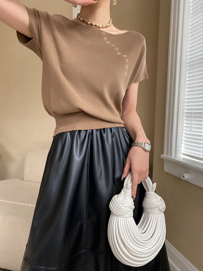"French Chic Elegant Raglan Short Sleeve Sweater"