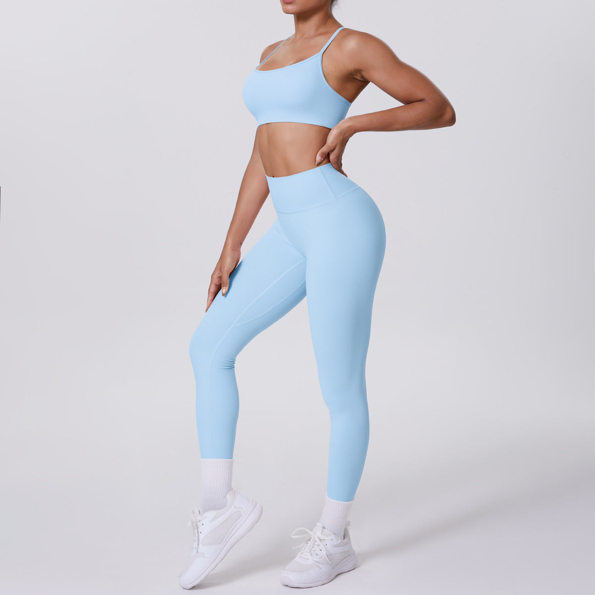 Nude Feel Shoulder Strap Beauty Back Running Fitness Pants Yoga Set