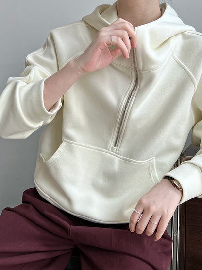 Women Zipper Hooded Sweater