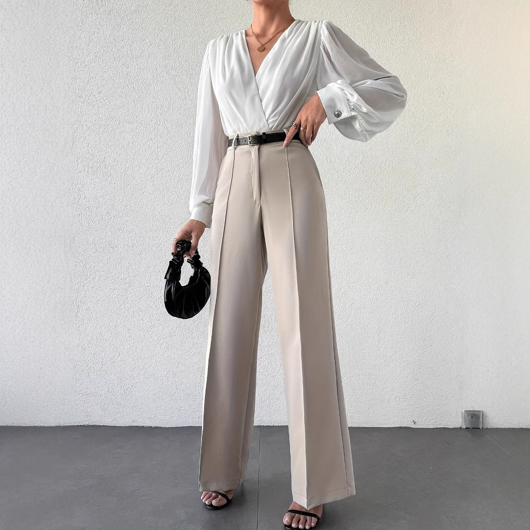 High Waist Slimming Straight  Trousers