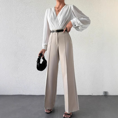 High Waist Slimming Straight  Trousers