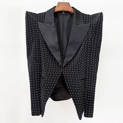 "Slim Blazer & Pearl Beaded Skirt Set"