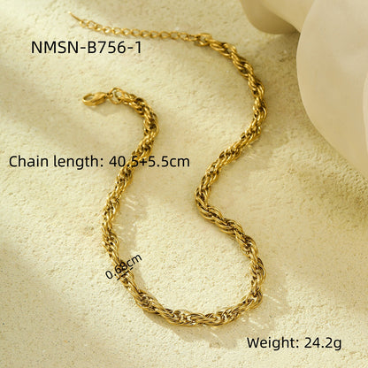 "Elegant Titanium Steel Twist Necklace – High-Grade Clavicle Chain Design"