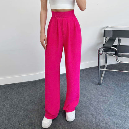 "Casual Women's Linen High-Waist Straight Pants"