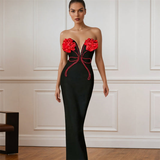 Rhinestone Tube Top Bandage One Piece Dress