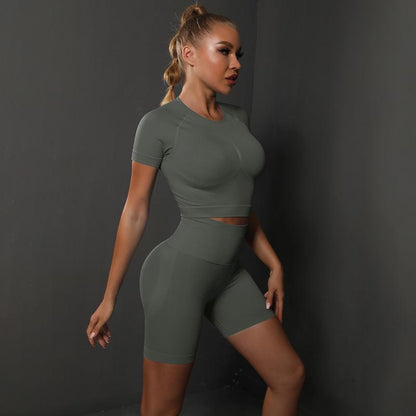 Short Sleeve Shorts Suit-Dark Gray