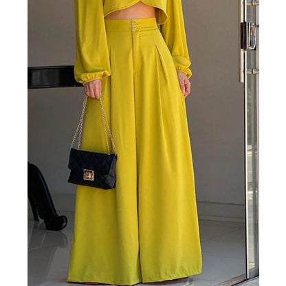 High Waist Wide Leg Pants Set Summer