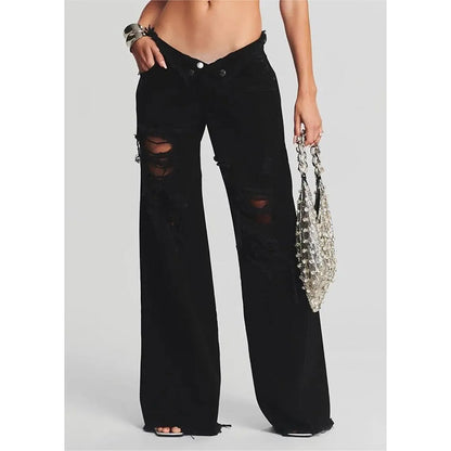 Ripped  Wide Leg Trousers