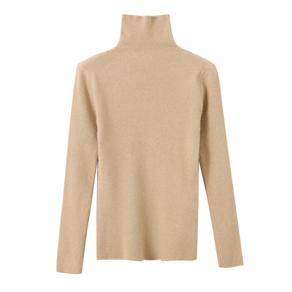 "Elegant Solid Color Turtleneck Sweater