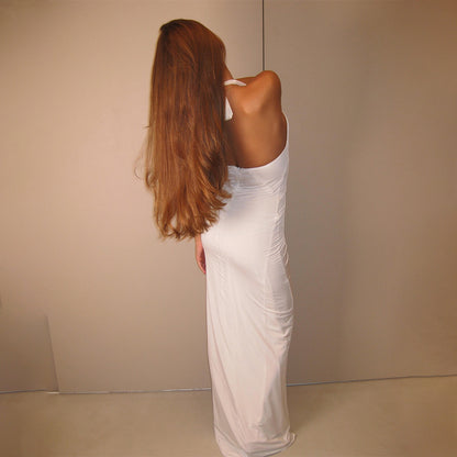 Halter Deep V Plunge neck Backless Maxi Dress
