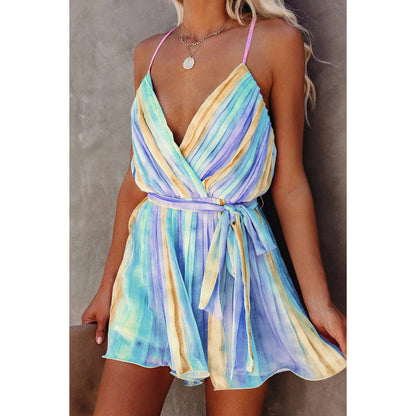 Pleated Chiffon Dress  V neck